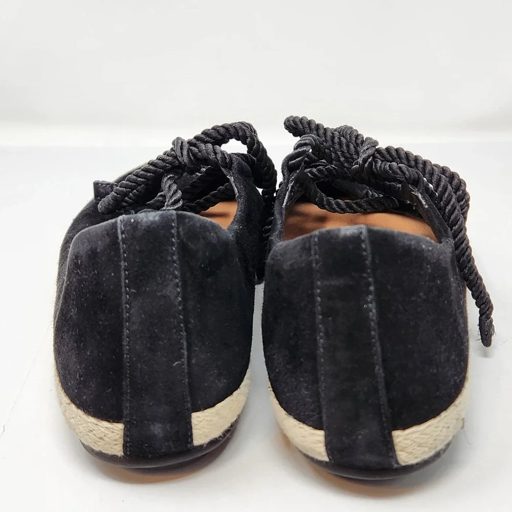 FitFlop Womens Fia Black Suede Lace Up Ballet Flats Size 7.5 Espadrille Comfort - Picture 7 of 9